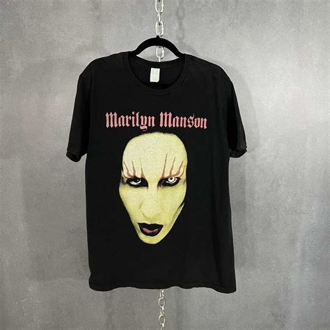 Vintage Marilyn Manson Big Face Iconic T Shirt Black L Gem