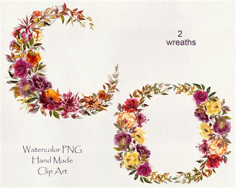 Flower Clipart Watercolor Boho Floral Clipart Autumn - Etsy