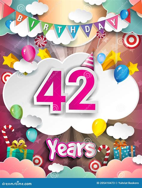 42nd Birthday Card Wishes Stock Illustration CartoonDealer 208167397