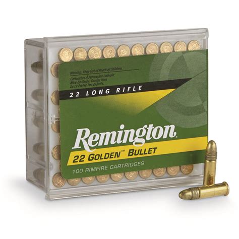 Remington Golden Bullet, .22LR High-Velocity, RN, 40 Grain, 100 Rounds - 95051, .22lr Ammo at ...