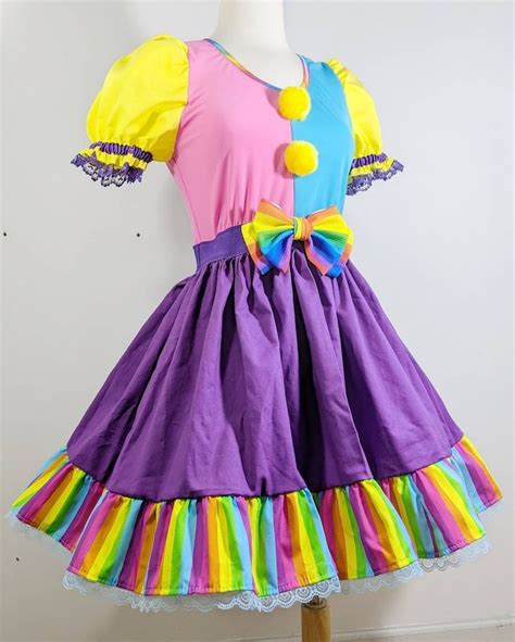 Vk Freakshow Harlequin Clown Kei Clowncore Rainbow Stripe Clown Halloween Costume Dress Small To