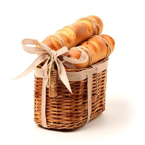 Premium AI Image Isolated Of Freshly Baked Baguettes With A Wicker