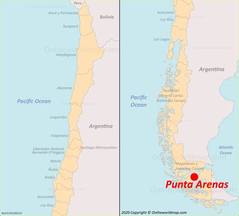 Punta Arenas location on the Chile Map - Ontheworldmap.com