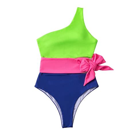 Duowei Bikinis For Women One Piece 2024 Swimsuit Sexy Bikini Solid Color Conjoined High Waist