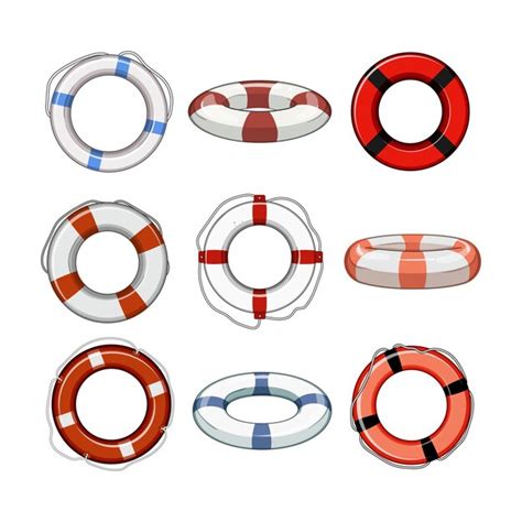 Premium Vector Lifebuoy Set Cartoon Vector Illustration