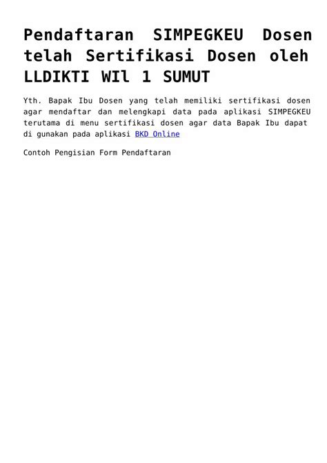 Pdf Pendaftaran Simpegkeu Dosen Telah Sertifikasi Dosen Oleh
