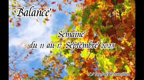 Balance Semaine Du Au Septembre Youtube