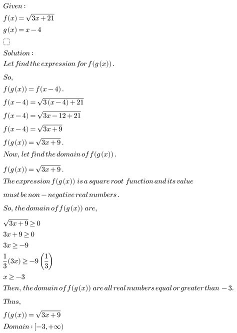 [solved] For The Real Valued Functions F X Square Root 3x 21 And G X