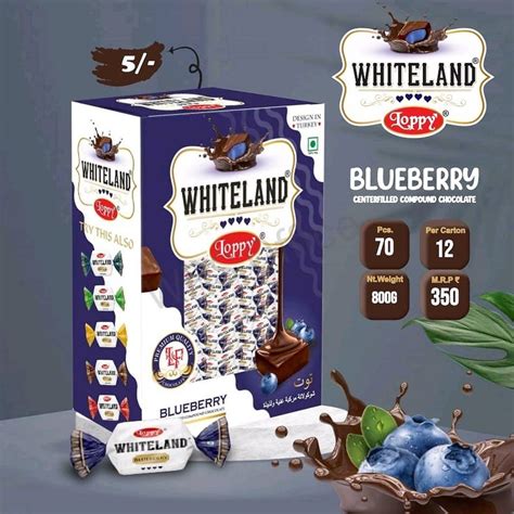 Solid Bar Loppy Whiteland Blueberry Centre Filled Compound Chocolate