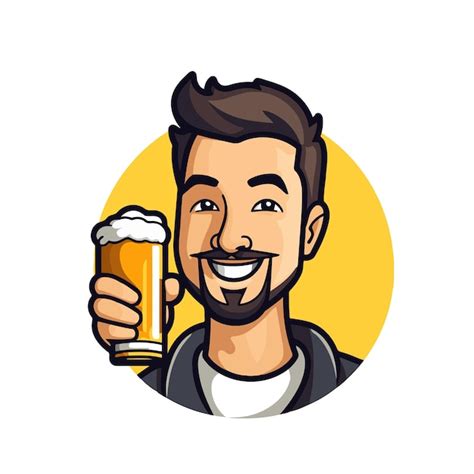 Premium Vector Handsome Man Holding A Glass Of Beer Vector Illustration