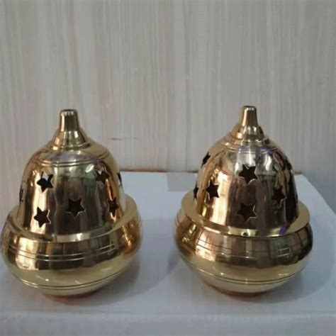 Golden Round Base Brass Akhand Diya 60 Gm Size 10 Inch Height