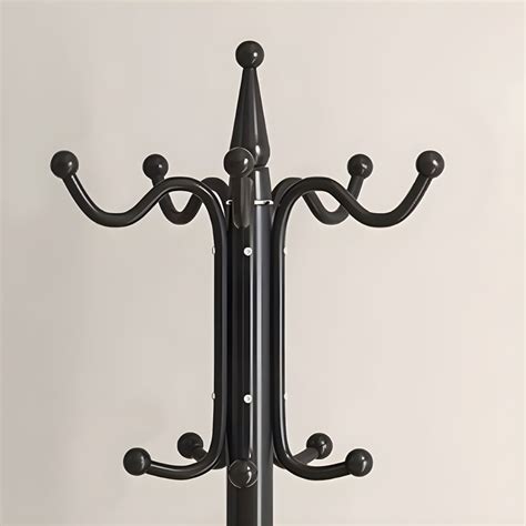 Modern Metal Coat Rack With Hooks Narrow Design Non Upholstered 14