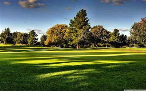 Beautiful Golf Course Nature Fields Trees Outdoors Hd Wallpaper