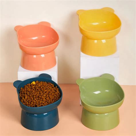 Pet Food Bowl Para C O E Gato Protetor De Pesco O Inclina O Alta