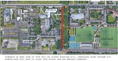 Sw Th St West Sidewalk Closure Osu Corvallis Campus