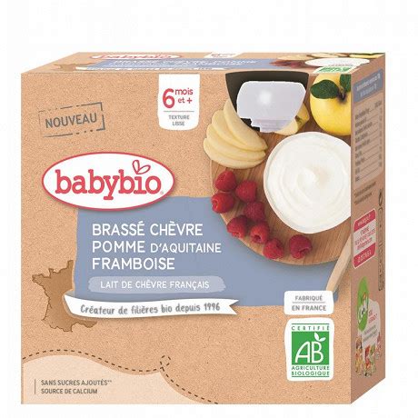 Babybio gourde brassé chèvre pomme framboise 4x85g dès 6 mois