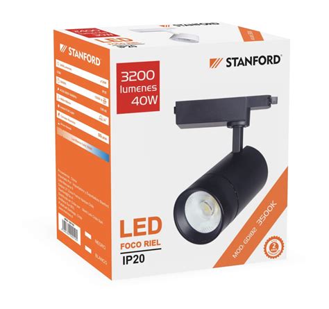 Foco Riel Monofásico Spot STANFORD 20W Negro 3500K Stanford Electric