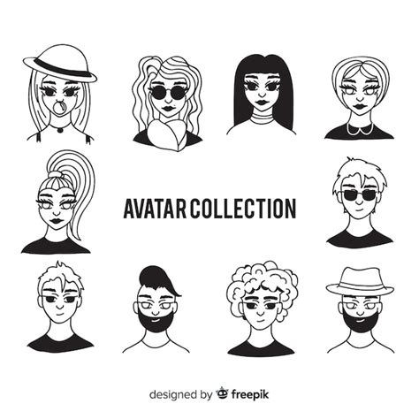 Pack Avatar De Personnes Dessinées à La Main Vecteur Gratuite