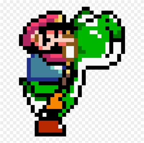 Super Mario World Mario With Yoshi Holding His Breath 8 Bit Yoshi