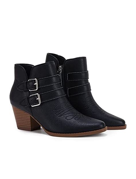 Buy Piepiebuy Womens Side Zipper Ankle Boots Chunky Stacked Low Heel V