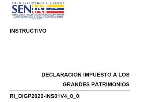 SENIAT publica una nueva Versión del Instructivo de la Declaración del