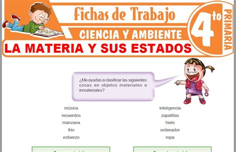 La Materia Y Sus Estados Para Cuarto De Primaria Fichas De Trabajo