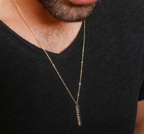 Personalize Bar Necklace Men S Bar Necklace Men S Etsy