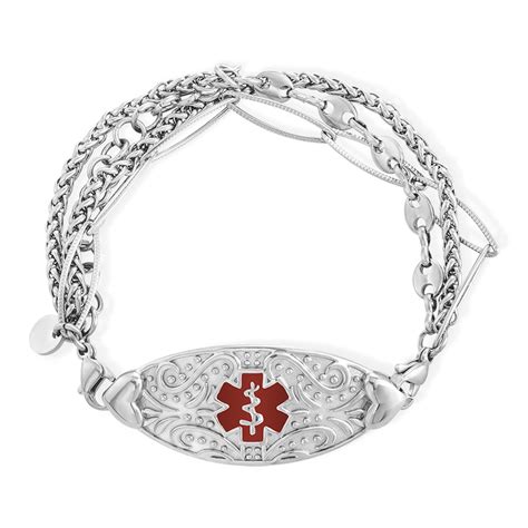 Custom Medical Alert ID Bracelet With Engraving Stainless Steel