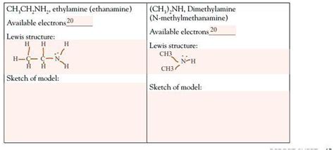 Solved Ch3nh2 Ethylamine Ethanamine Available Electrons 20 Ch3