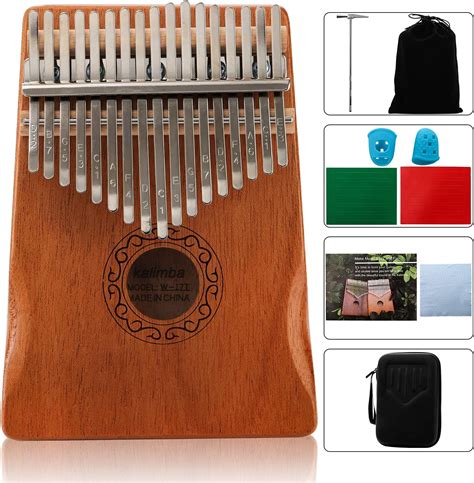 Youeon 17 Keys Kalimba Thumb Piano With Tune Hammer Mahogany Wood