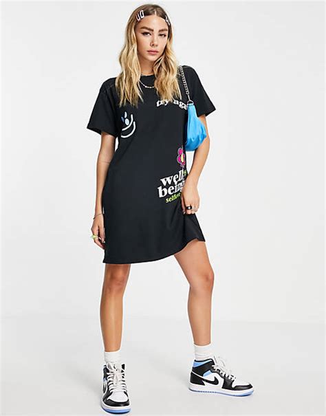 New Girl Order Wellbeing Graphic Print Oversized T Shirt Dress Asos