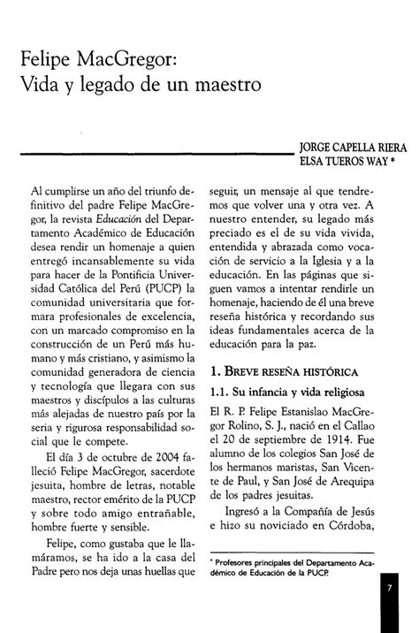 Pdf Felipe Macgregor Vida Y Legado De Un Maestro