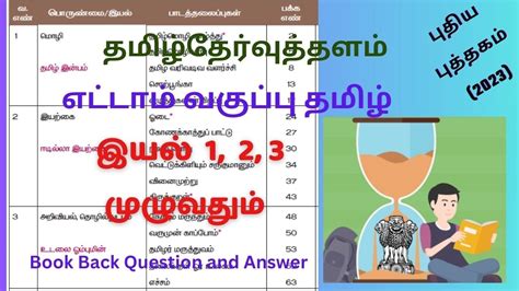 8th Std Tamil Book Book Back Question And Answer Term 1 Iyal 1 2 3