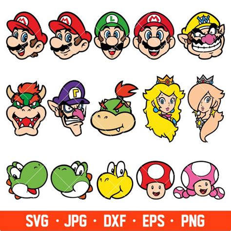 Super Mario Heads Bundle Svg Mario Characters Svg Super Ma Inspire Uplift