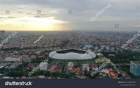 Aerial View Largest Stadium Bekasi Drone Stock Photo