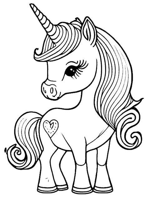 Cute Unicorn Coloring Page · Creative Fabrica