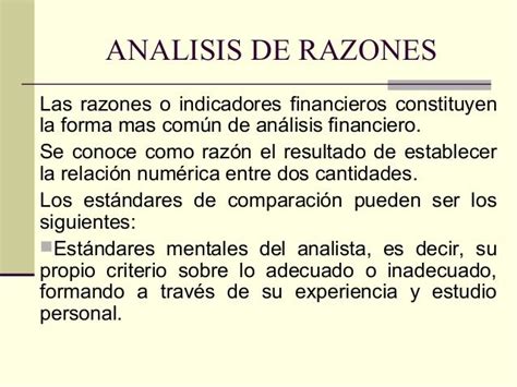 Analisis De Razones O Indicadores Financieros