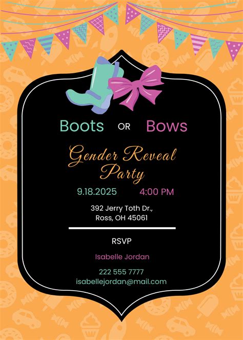 Free Boots Or Bows Gender Reveal Invitation Template Edit Online