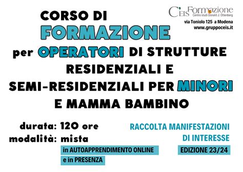 Corso Per Operatori Di Comunit Minori Raccolta Manifestazioni Di