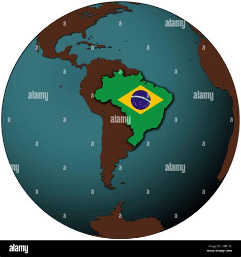 La Bandera De Brasil En El Mapa Del Globo Terrestre Fotografía De Stock Alamy