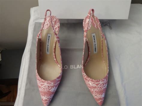 MANOLO BLAHNIK, VINTAGE PINK/WHITE LEATHER SLINGBACKS-SO GORGEOUS ...