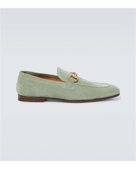 Gucci Jordaan Suede Loafers In Green For Men Lyst