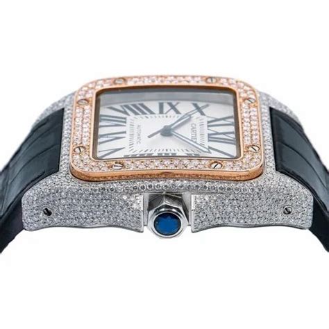 Lenus Cartier VVS Moissanite Iced Out Diamond Watch For Stainless Steel