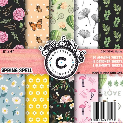 Craftastique Spring Spell Scrapbooking Paper Pack 20 Sheets 250 GSM