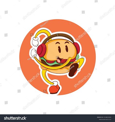 Happy Dancing Burger Vector Illustration Stock Vector Royalty Free