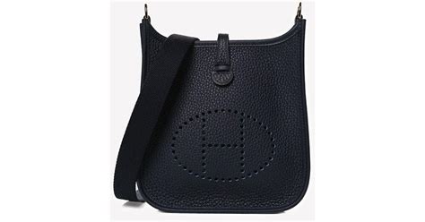 Herm S Mini Evelyn In Bleu Nuit Taurillon Clemence With Gold Hardware