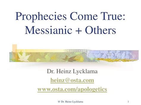 Ppt Prophecies Come True Messianic Others Powerpoint Presentation