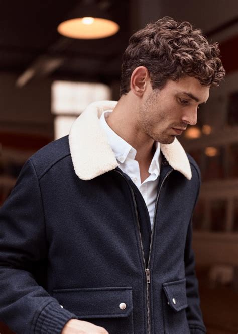 Horace Jacket Navy With Black Collar Recycled Wool Octobre Éditions