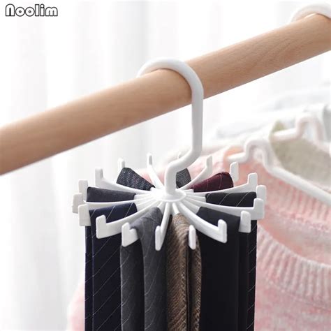 Noolim Rotating Tie Holder Hook Clothes Hanger White Plastic Tie Rack