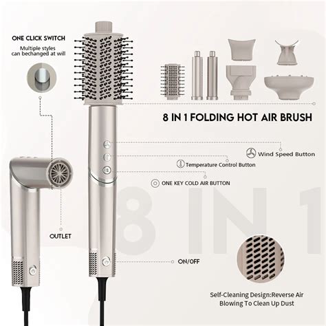 Rpm High Speed Bldc Brushless Hair Tools Blow Dryer Brush Set Air Wrap Styler In Hot